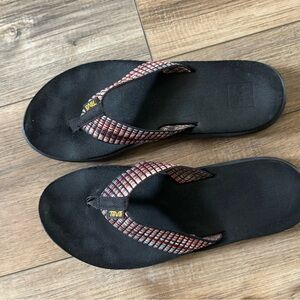 Teva Black Sandals with Red Patterned Straps